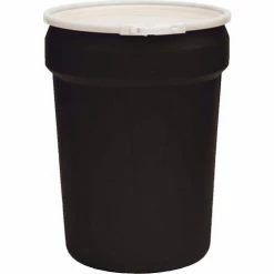 Eagle Mfg Eagle Black Plastic Lab Pack Drum 1601BLK with Plastic Lever Lock & Lid - Open Head - 30 Gallon
