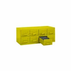 Equipto Cabinet w/8 Drawers, 23"W x 12"D x 9-3/8"H, Textured Safety Yellow
