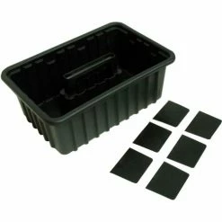 Homak HA01016116 Plastic Tote w/6 Dividers, Black