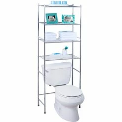 Honey-Can-Do® 4-Tier Over-The-Toilet Shelving Unit 24"L x 11"W x 68"H - Chrome