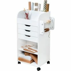 Honey-Can-Do® Rolling Craft Storage Cart - 3 Drawer, 2 Shelf, 19-5/16 x 13-5/8 x 33-3/4 White