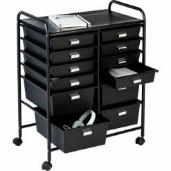 Honey-Can-Do® 12-Drawer Rolling Storage Craft Cart & Organizer 25"L x 15"W x 32"H Black