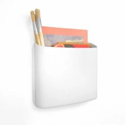 Honey-Can-Do® Tall Magnetic Wall Container - White