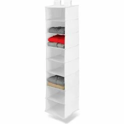 Honey-Can-Do 8 Shelf Hanging Vertical Closet Organizer, Polyester, White - Pkg Qty 2