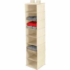 Honey-Can-Do 8 Shelf Hanging Vertical Closet Organizer, Natural Canvas - Pkg Qty 2