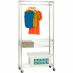 Honey-Can-Do® Mobile Laundry Station, Chrome - 35-1/2"L x 13-1/2"W x 75-1/2"H