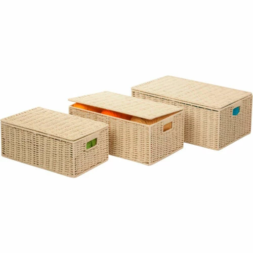 Honey-Can-Do 3-Piece Set Paper Rope Baskets, Butter , 17"L x 11-1/2"W x 6-1/2"H - Pkg Qty 2 1 Honey-Can-Do 3-Piece Set Paper Rope Baskets, Butter , 17"L x 11-1/2"W x 6-1/2"H - Pkg Qty 2