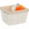 Honey-Can-Do Paper Rope Storage Tote with Liner - White 12"L x 10"W x 8"H - Pkg Qty 2