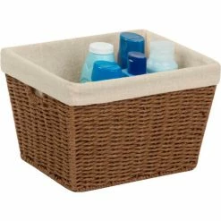 Honey-Can-Do Paper Rope Storage Tote with Liner - Brown 12"L x 10"W x 8"H - Pkg Qty 2