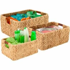 Honey-Can-Do® 3-Piece Rectangular Water Hyacinth Baskets - Natural