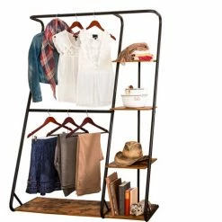 Honey-Can-Do® Rustic Z-Frame Wardrobe, Black - 48"L x 17-3/16"W x 68"H