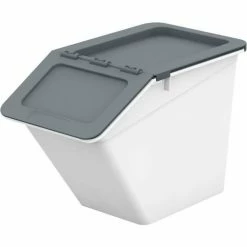 Shuter Stack & Nest Storage Bin 1010110 - White with Gray Lid 8-7/8"L x 16-1/8"W x 11-1/4"H