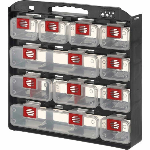 ShopSol 1010500 Bin Compartment Case - 1 Sided, 11 Locking Bins, 15-1/2"L x 16"W x 2-3/4"H - Black 1 ShopSol 1010500 Bin Compartment Case - 1 Sided, 11 Locking Bins, 15-1/2"L x 16"W x 2-3/4"H - Black