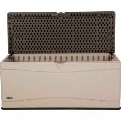 Lifetime 60012 Outdoor Deck Storage Bench Box 130 Gallon, Sand w/Brown Lid -Containers & Organizers Sales Store LII 60012 03