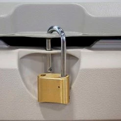 Lifetime 60040 Outdoor Deck Storage Bench Box 130 Gallon, Sand w/Black Bottom -Containers & Organizers Sales Store LII 60040 04