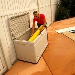 Lifetime 60059 Outdoor Deck Storage Box 80 Gallon, Sand w/Black Bottom -Containers & Organizers Sales Store LII 60059 08