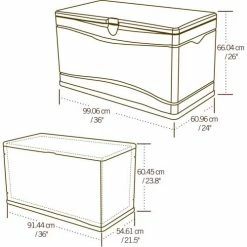 Lifetime 60059 Outdoor Deck Storage Box 80 Gallon, Sand w/Black Bottom -Containers & Organizers Sales Store LII 60059 12