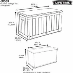 Lifetime 60089 Outdoor Deck Storage Box 116 Gallon, Brown -Containers & Organizers Sales Store LII 60089 22