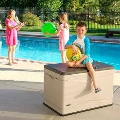 Lifetime 60103 Outdoor Deck Storage Box 80 Gallon, Sand w/Brown Lid 12 Lifetime 60103 Outdoor Deck Storage Box 80 Gallon, Sand w/Brown Lid -Containers & Organizers Sales Store LII 60103 05