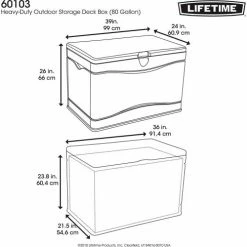 Lifetime 60103 Outdoor Deck Storage Box 80 Gallon, Sand w/Brown Lid 13 Lifetime 60103 Outdoor Deck Storage Box 80 Gallon, Sand w/Brown Lid -Containers & Organizers Sales Store LII 60103 06