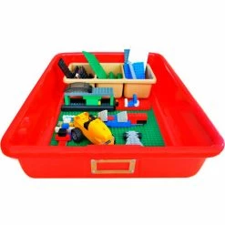 Shirley K's Storage Tote Tan T148-4 - 19"L x 10"W x 4"H - Pkg Qty 4 -Containers & Organizers Sales Store Legos red wide 11