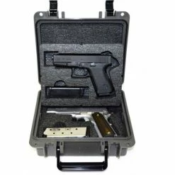 Quick Fire Cases Quick Fire Multifit™ Dual Pistol Case QF340GR Watertight, 10-11/16"x9-3/4"x4-13/16" Gray -Containers & Organizers Sales Store MEN QF340GR