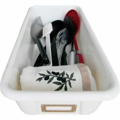 Shirley K's Storage Tote Tan T101 - 16-5/8"L x 13-1/8"W x 3-1/2"H - Pkg Qty 4 -Containers & Organizers Sales Store Narrow Kitchen2 12