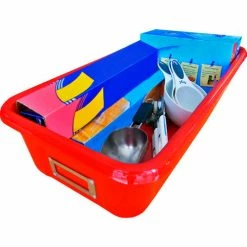 Shirley K's Storage Tote Tan T142 - 19"L x 12-1/2"W x 4-3/8"H - Pkg Qty 4 -Containers & Organizers Sales Store Narrow Red Kitchen 5