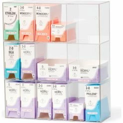 Omnimed® Triple Suture Rack, Acrylic, 9 Bins, 15-3/4"W x 5-1/2"D x 18-1/4"H