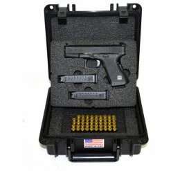 Quick Fire Cases Quick Fire Pistol Case With Glock Inserts & Lock QF300BKLG2 Watertight, 10-11/16x9-3/4x4-13/16 Black