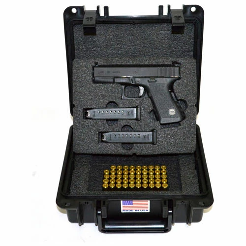 Quick Fire Cases Quick Fire Pistol Case With Glock Inserts & Lock QF300BKLG2 Watertight, 10-11/16x9-3/4x4-13/16 Black 1 Quick Fire Cases Quick Fire Pistol Case With Glock Inserts & Lock QF300BKLG2 Watertight, 10-11/16x9-3/4x4-13/16 Black