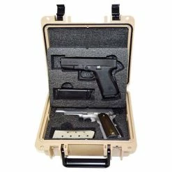 Quick Fire Cases Quick Fire Multifit™ Dual Pistol Case QF340TNL Watertight, 10-11/16"x9-3/4"x4-13/16" Tan