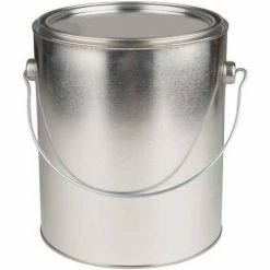 Qorpak MET-03099 1 Gallon Unlined Round Paint Can with Triple Tite Lid, Ears & Bail, Case of 6
