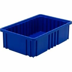 Quantum Storage Systems Quantam Storage Dividable Grid Container, 16-1/2"L x 10-7/8"W x 5"H, Blue, Polyprolylene - Pkg Qty 12