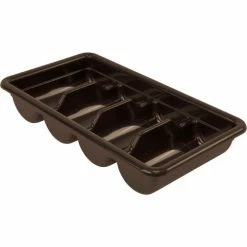 Quantum Storage Systems Quantum Four Compartment Cutlery Box, 20-7/16"L x 11-3/8"W x 3-3/4"H, Polypropylene, Brown - Pkg Qty 12