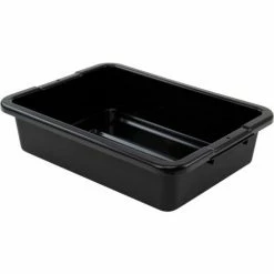 Quantum Storage Systems Quantum Airport Style Bussing Tub, 20"L x 15"W x 5"H Ribbed Bottom Bus Box, Polypropylene, Black - Pkg Qty 12