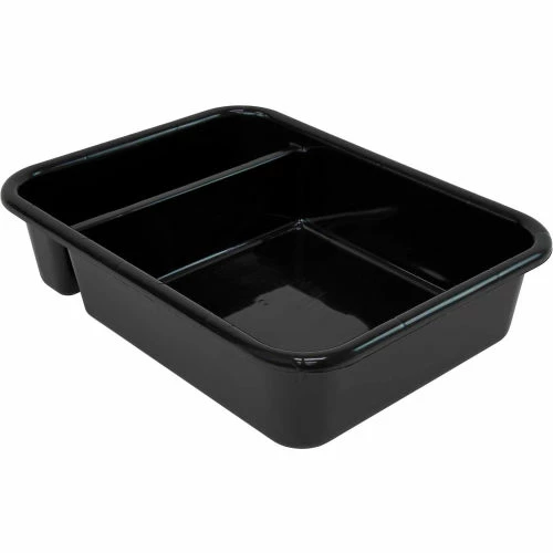 Quantum Storage Systems Quantum Bussing Tub, 20"L x 15"W x 5"H (2) Compartment Bus Box, Polypropylene, Black - Pkg Qty 12 1 Quantum Storage Systems Quantum Bussing Tub, 20"L x 15"W x 5"H (2) Compartment Bus Box, Polypropylene, Black - Pkg Qty 12