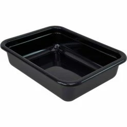 Quantum Storage Systems Quantum Bussing Tub, 22"L x 17"W x 5"H Flat Bottom Bus Box, Polypropylene, Black - Pkg Qty 12