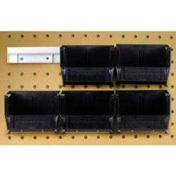 Quantum Storage Systems Quantum HNS210 Hang & Stack Bins w/Two 12" Rails, Six Bins 4-1/8"W x 5-3/8"D x 3"H, Black