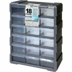 Quantum Storage Systems Quantum Plastic Drawer Cabinet PDC-18BK - 18 Drawers 6-1/4"W x 15"D x 18-3/4"H