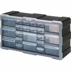 Quantum Storage Systems Quantum Plastic Drawer Cabinet PDC-22BK - 22 Drawers 6-1/4"W x 19-1/2"D x 10"H