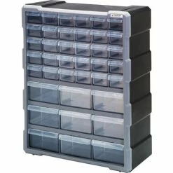 Quantum Storage Systems Quantum Plastic Drawer Cabinet PDC-39BK - 39 Drawers 6-1/4"W x 15"D x 18-3/4"H