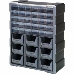 Quantum Storage Systems Quantum Plastic Drawer Cabinet PDC-930BK - 39 Drawers 6-1/4"W x 15"D x 18-3/4"H