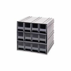 Quantum Storage Systems Quantum Interlocking Storage Cabinet QIC-122 - 11-3/4"Wx11-3/8"Dx11"H - 12 Gray Drawers