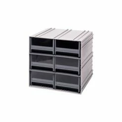 Quantum Storage Systems Quantum Interlocking Storage Cabinet QIC-64 - 11-3/4"Wx11-3/8"Dx11"H - 6 Gray Drawers