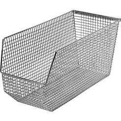 Quantum Storage Systems Quantum Storage 17-3/4" x 8-1/8" x 9" Wire Mesh Stack and Hang Bin, Chrome - Pkg Qty 5