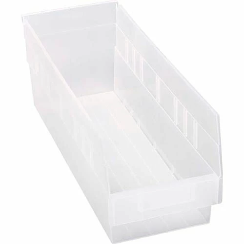 Plastic Nesting Storage Shelf Bin QSB204 6-5/8"W x 17-7/8"D x 6"H Clear - Pkg Qty 20 1 Plastic Nesting Storage Shelf Bin QSB204 6-5/8"W x 17-7/8"D x 6"H Clear - Pkg Qty 20