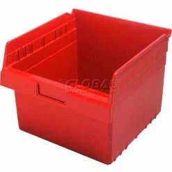 Plastic Nesting Storage Shelf Bin QSB809 11-1/8"W x 11-5/8"D x 8"H Red - Pkg Qty 8