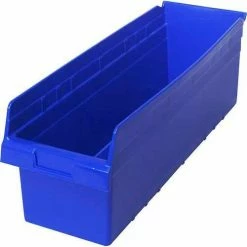 Plastic Nesting Storage Shelf Bin QSB814 8-3/8"W x 23-5/8"D x 8"H Blue - Pkg Qty 6