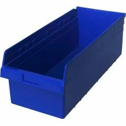 Plastic Nesting Storage Shelf Bin QSB816 11-1/8"W x 23-5/8"D x 8"H Blue - Pkg Qty 6